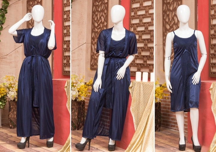2 Pcs Premium Silk Satin Nightwear Set with Lace – Women's Camisole & Shorts Sleepwear (Free Size)