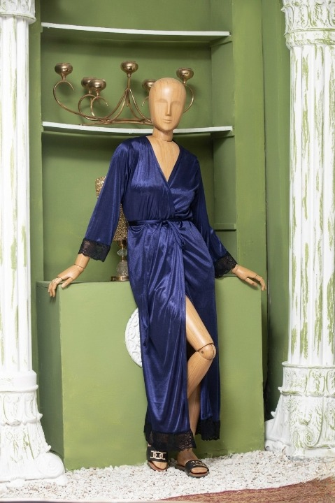 Women's Luxury Silk Night Gown – Elegant Lace Trim Nightwear