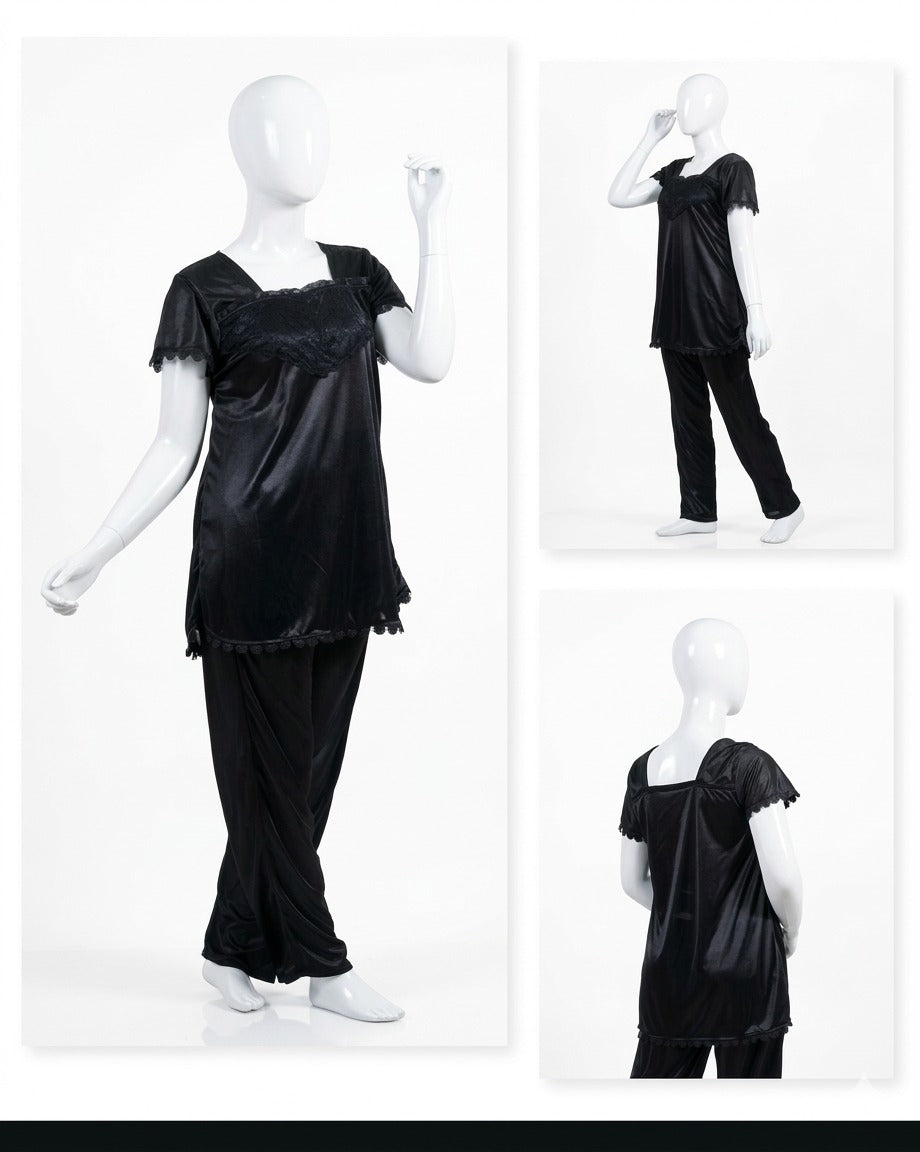 Premium Silk Pajama Set for Women – 2 Piece Free Size Nightwear