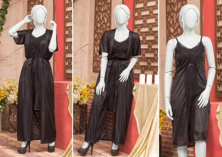 2 Pcs Premium Silk Satin Nightwear Set with Lace – Women's Camisole & Shorts Sleepwear (Free Size)