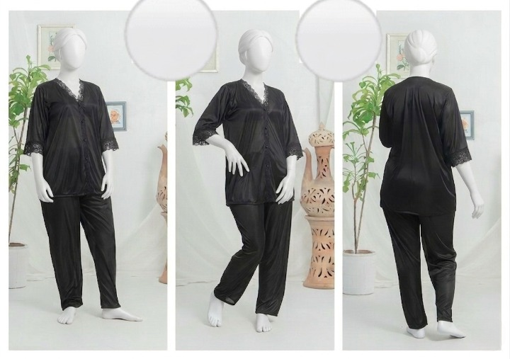 Women's Luxury Silk Satin Pyjama Set with Lace Trim – Soft Sleepwear