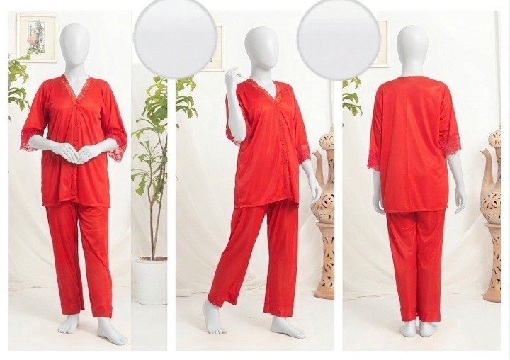 Women's Luxury Silk Satin Pyjama Set with Lace Trim – Soft Sleepwear