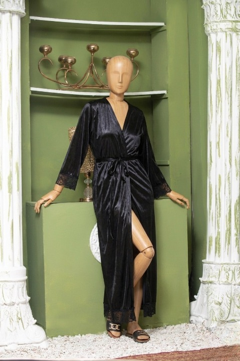 Women's Luxury Silk Night Gown – Elegant Lace Trim Nightwear