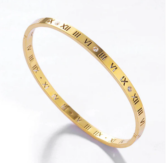 Bracelet Bangle for girls Roman Numeral Stainless Steel