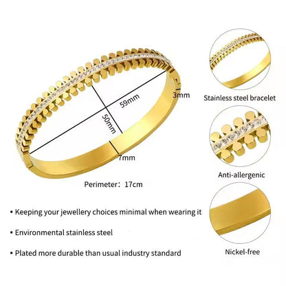 Bracelet Bangle for girls Luxury Zipper-Style Zircon Cuff Bangle – Stainless Steel