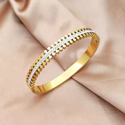 Bracelet Bangle for girls Luxury Zipper-Style Zircon Cuff Bangle – Stainless Steel
