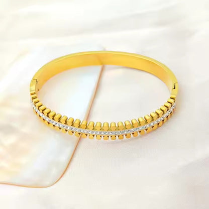 Bracelet Bangle for girls Luxury Zipper-Style Zircon Cuff Bangle – Stainless Steel
