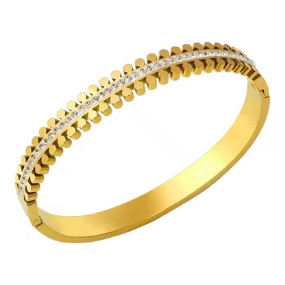 Bracelet Bangle for girls Luxury Zipper-Style Zircon Cuff Bangle – Stainless Steel