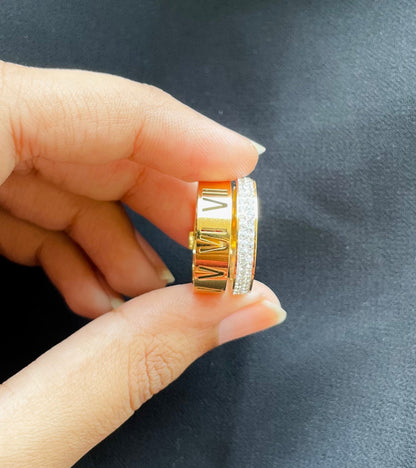 Elegant Golden Roman style hollow Ring PREMIUM  – Stainless Steel Women Ring