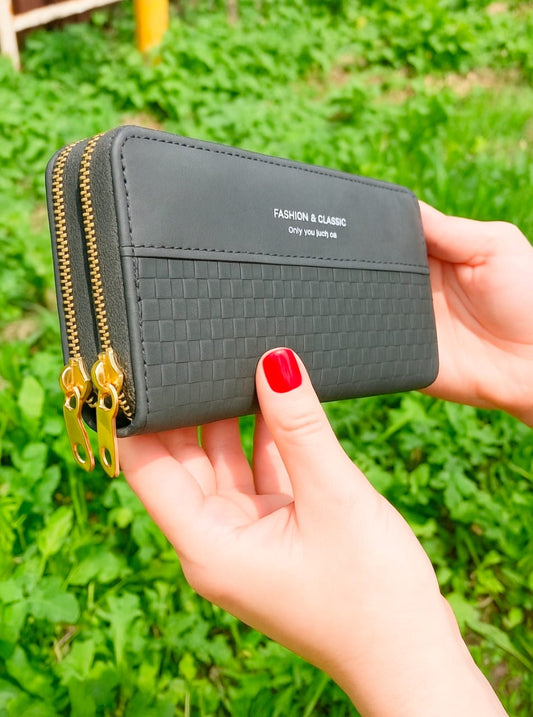 Korean Style Quilted Long Wallet – Wristlet Clutch