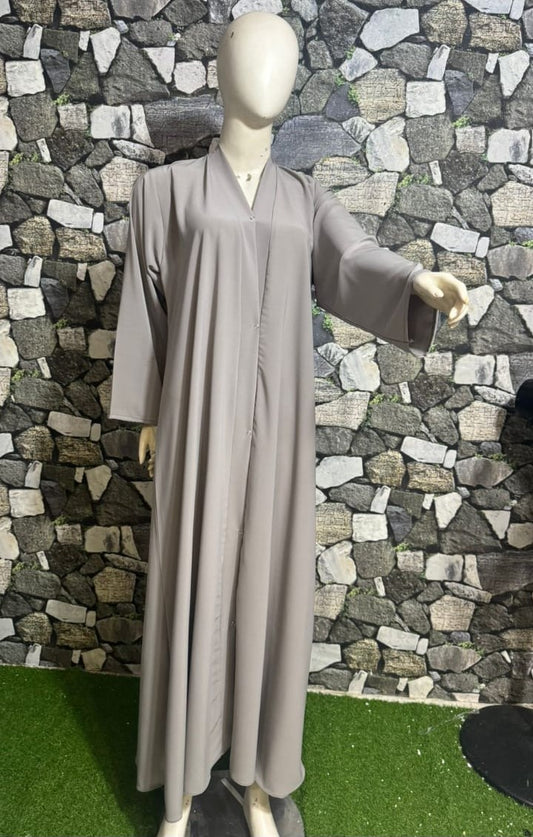 Plain front open front button abaya 02