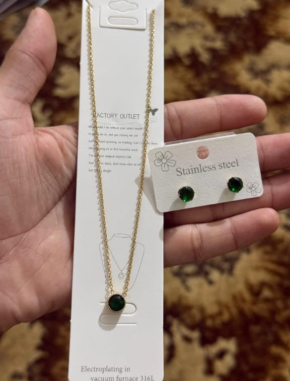 Premium Stainless Steel Jewelry Set – 2-in-1 Combo- Locket + Earings