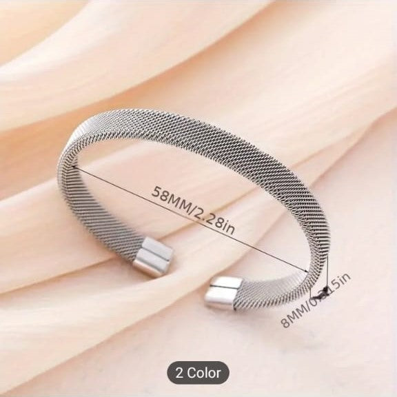 Elegant Mesh Style Stainless Steel Bracelet – Women