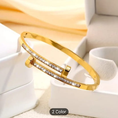 Elegant Nail Style Stainless Steel Bracelet – Women