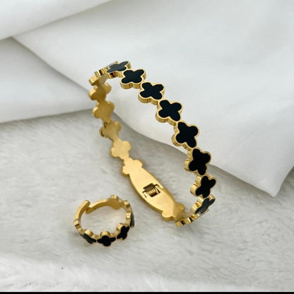 Elegant Bracelet & Ring Set – Stainless Steel Duo