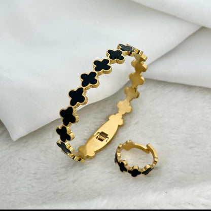 Elegant Bracelet & Ring Set – Stainless Steel Duo