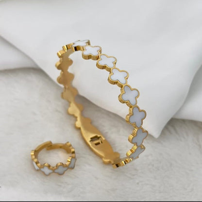Elegant Bracelet & Ring Set – Stainless Steel Duo