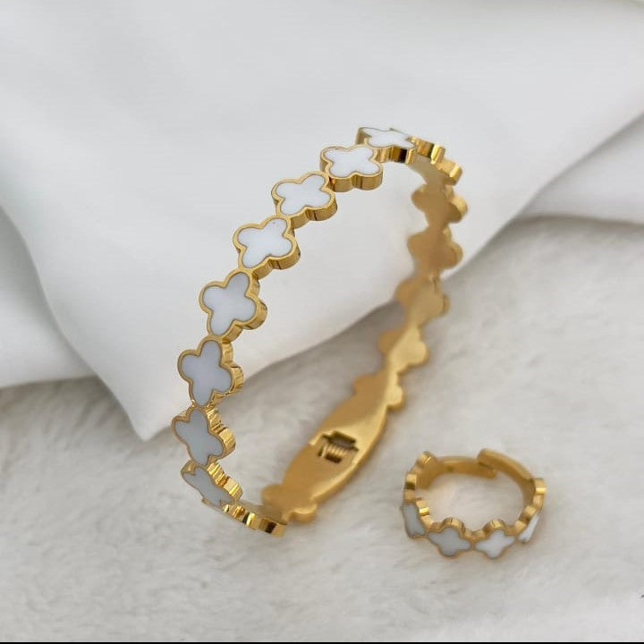 Elegant Bracelet & Ring Set – Stainless Steel Duo
