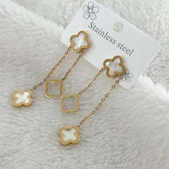 Minimalist Clover Earrings – Stainless Steel Drop