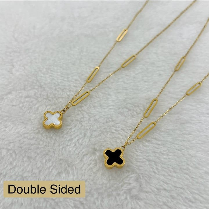 Clover Locket Black & White – Stainless Steel Charm