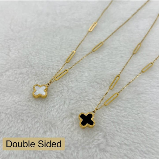 Clover Locket Black & White – Stainless Steel Charm