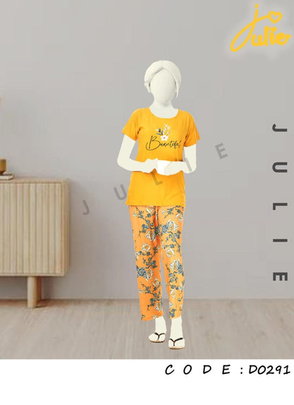 Women’s  Nightsuit Pajama Set – Soft, Comfy Sleepwear with Shirt & Bottom yellow