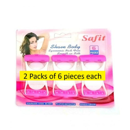 2 Packs of- 6 piece Safit Body Razors – Women’s Hair Kit