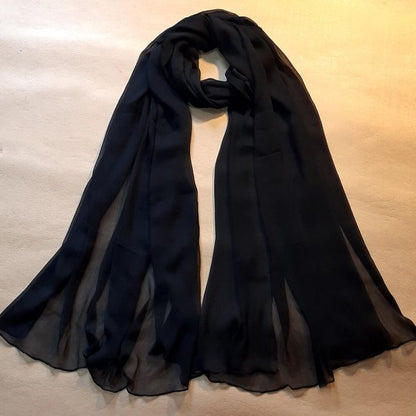 Plain Black Crinkle Chiffon Dupatta for Women