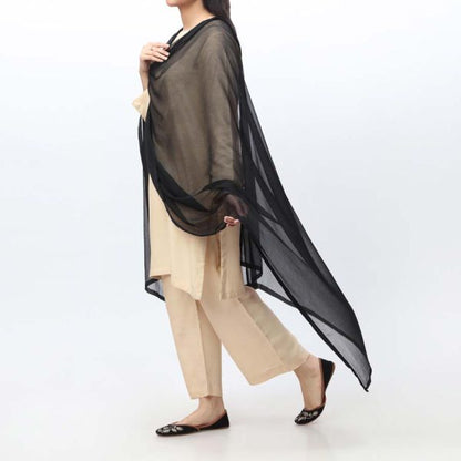 Plain Black Crinkle Chiffon Dupatta for Women
