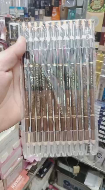 Pack of 12 FRS 2-in-1 Eyebrow Pencils Black/Brown