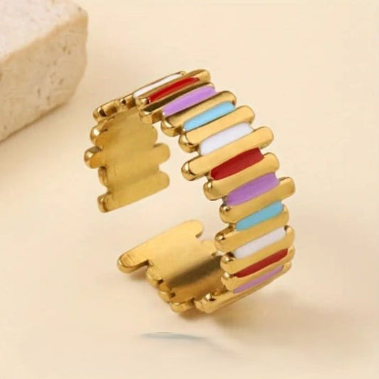 Elegant Multicolor Ring – Minimalist Stainless Steel