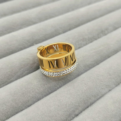 Elegant Golden Roman style hollow Ring PREMIUM  – Stainless Steel Women Ring