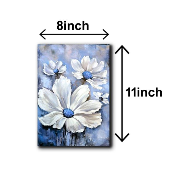 5pc Blue Flowers Wall Art Wooden Frames for Home