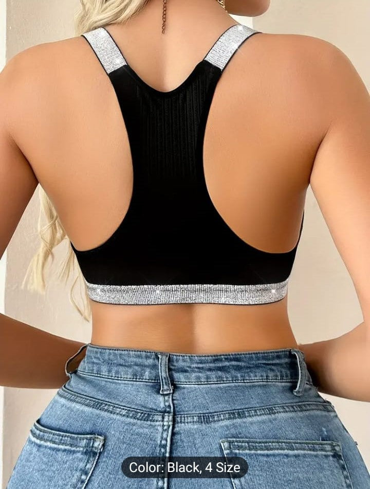 Seamless Wireless Sports Bra – Silvery Straps Fit