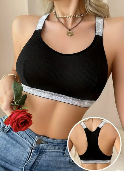Seamless Wireless Sports Bra – Silvery Straps Fit